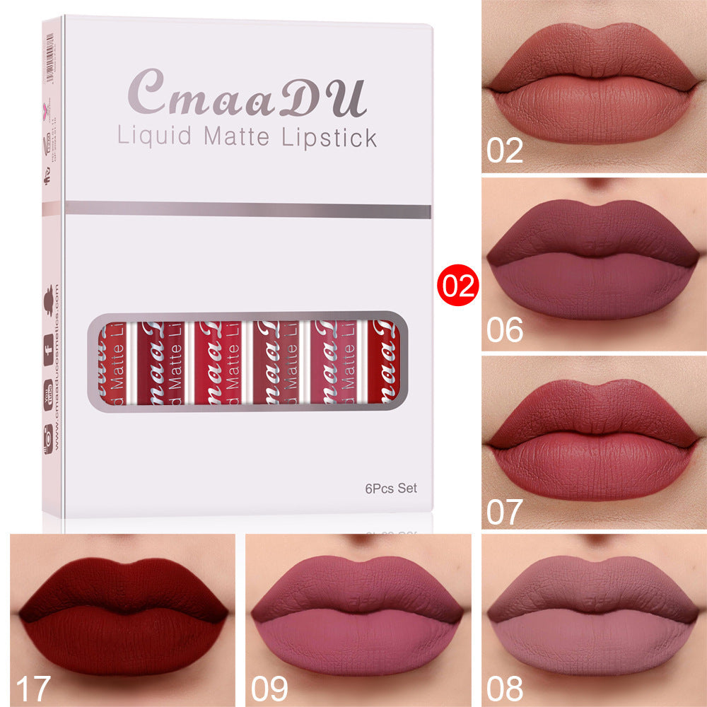 Set de 6 Labiales Mate de Alta Fijación – Color Intenso, Sin Transferencia y Ultra Duraderos