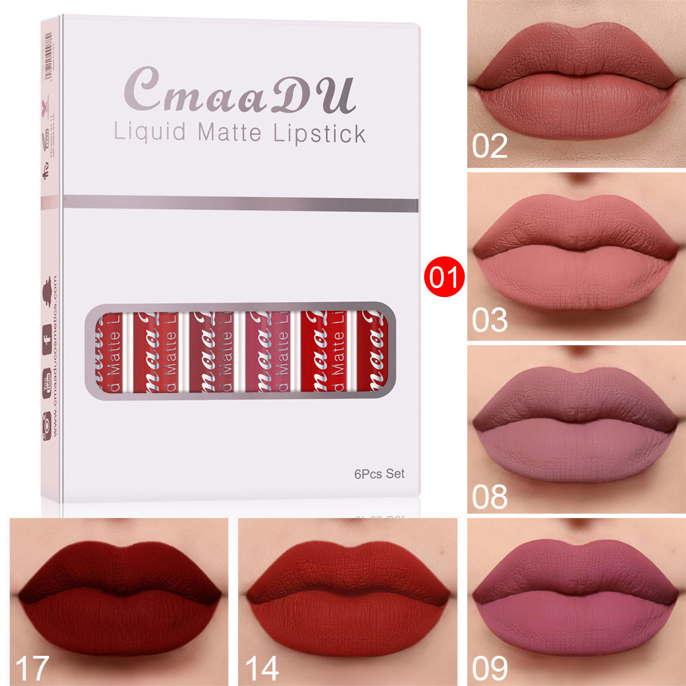 Set de 6 Labiales Mate de Alta Fijación – Color Intenso, Sin Transferencia y Ultra Duraderos