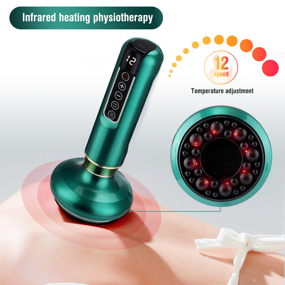 Masajeador 3 en 1 Gua Sha & Vacío – Terapia Infrarroja, Succión y Alivio Total en Casa