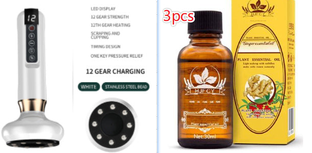 Masajeador 3 en 1 Gua Sha & Vacío – Terapia Infrarroja, Succión y Alivio Total en Casa