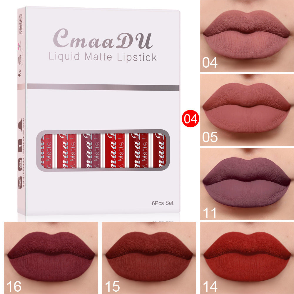 Set de 6 Labiales Mate de Alta Fijación – Color Intenso, Sin Transferencia y Ultra Duraderos