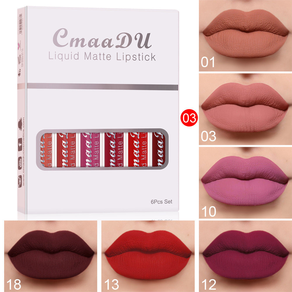 Set de 6 Labiales Mate de Alta Fijación – Color Intenso, Sin Transferencia y Ultra Duraderos