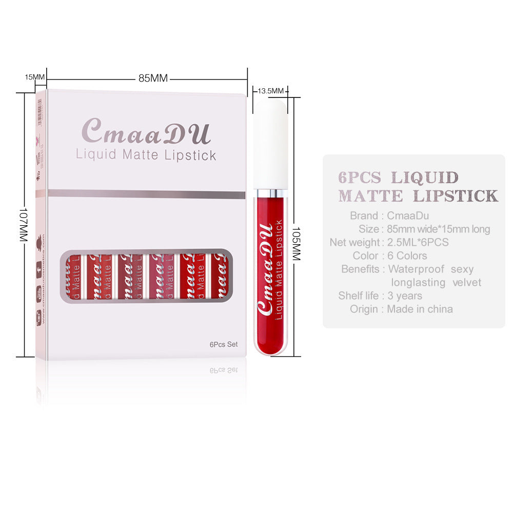 Set de 6 Labiales Mate de Alta Fijación – Color Intenso, Sin Transferencia y Ultra Duraderos